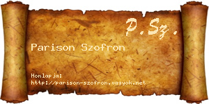 Parison Szofron névjegykártya